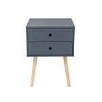 Painted Blue Scandia, 2 Drawer & Wood Legs Bedside Cabinet