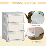 Zonekiz Kids Storage Units With Drawers 3 Tier Chest Vertical Dresser Tower Toy Organiser For Nursery Playroom Kindergarten White