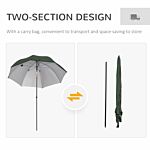 Outsunny 2m Beach Parasol Fishing Umbrella Brolly With Sides And Push Botton Tilt Sun Shade Shelter With Carry Bag, Uv30+, Green