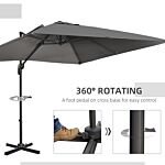 Outsunny 2.7 X 2.7 M Cantilever Parasol, Square Overhanging Umbrella With Cross Base, Crank Handle, Tilt, 360° Rotation And Aluminium Frame, Dark Grey