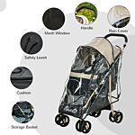 Pawhut Oxfoad Pet Stroller For Small Minature Dogs With Rain Cover Dark Khaki