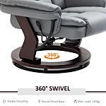 Homcom Manual Recliner And Footrest Set Pu Leather Leisure Lounge Chair Armchair With Swivel Wood Base, Grey