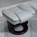 Homcom Manual Recliner And Footrest Set Pu Leather Leisure Lounge Chair Armchair With Swivel Wood Base, Grey