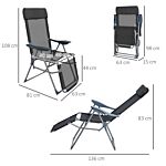 Outsunny Outdoor Sun Lounger Set Of 2, Reclining Garden Chairs W/ Adjustable Footrest, 2 Pcs Recliner W/ 5-level Adjustable Backrest, Headrest, Black