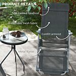 Outsunny Outdoor Sun Lounger Set Of 2, Reclining Garden Chairs W/ Adjustable Footrest, 2 Pcs Recliner W/ 5-level Adjustable Backrest, Headrest, Black