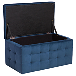 Ottoman Dark Blue Velvet Tufted Upholstery Bedroom Bench With Storage Beliani