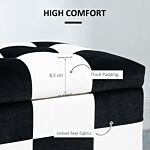Homcom 114 X 47 X 47cm Velvet Storage Ottoman, Button-tufted Footstool Box, Toy Chest With Lid For Living Room, Bedroom, White And Black