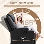 Homcom Recliner Sofa Chair Pu Leather Armchair Cinema Massage Chair Swivel Nursing Gaming Chair Black