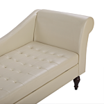 Chaise Lounge Light Beige Faux Leather Upholstery Black Legs Modern Design Beliani