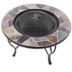 Outdoor Fire Pit Multicolour Top Black Steel Legs Ceramic Round For Charcoal Garden Bbq Beliani