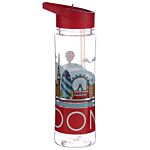 Reusable London Skyline 550ml Water Bottle With Flip Straw