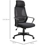 Vinsetto Ergonomic Office Chair W/ Wheel, High Mesh Back, Adjustable Height Home Office Chair - Black
