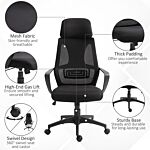 Vinsetto Ergonomic Office Chair W/ Wheel, High Mesh Back, Adjustable Height Home Office Chair - Black