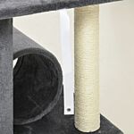 Pawhut 121cm Cat Tree Tower For Indoor Cats Kitten Activity Center Scratching Post With Bed Tunnel Perch Interactive Ball Toy, Grey