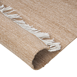 Area Rug Beige Recycled Pet 160 X 230 Cm Indoor Outdoorwith Fringe Beliani