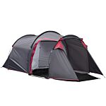 Outsunny Camping Dome Tent 2 Room For 3-4 Person With Weatherproof Screen Room Vestibule Backpacking Tent Lightweight For Fishing & Hiking Dark Grey