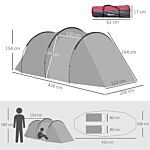 Outsunny Camping Dome Tent 2 Room For 3-4 Person With Weatherproof Screen Room Vestibule Backpacking Tent Lightweight For Fishing & Hiking Dark Grey