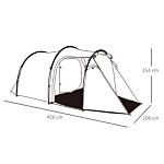 Outsunny Camping Dome Tent 2 Room For 3-4 Person With Weatherproof Screen Room Vestibule Backpacking Tent Lightweight For Fishing & Hiking Dark Grey