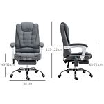 Vinsetto Heated 6 Points Vibration Massage Executive Office Chair, Adjustable Swivel Ergonomic High Back Desk Chair Recliner W/ Footrest, Grey