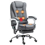 Vinsetto Heated 6 Points Vibration Massage Executive Office Chair, Adjustable Swivel Ergonomic High Back Desk Chair Recliner W/ Footrest, Grey