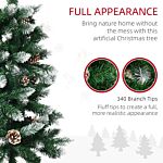 Homcom 5 Foot Snow Artificial Christmas Tree With Realistic Branches, Pine Cone, For Indoor Decoration, Green White