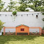 Pawhut Wooden Rabbit Hutch With Run, Tray, Ramps, Asphalt Roof, 309 X 70 X 87cm, Orange