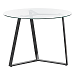 Dining Table Black Metal Legs Round Tempered Glass Top 100 Cm Capacity 4 People Modern Design Beliani