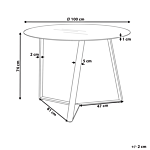 Dining Table Black Metal Legs Round Tempered Glass Top 100 Cm Capacity 4 People Modern Design Beliani