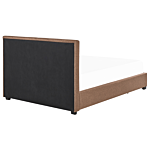 Eu Double Size Bed Green Fabric 4ft6 Upholstered Frame Buttoned Headrest With Storage Drawers Beliani