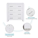 Homcom 4-drawer Chest Of Drawers, Storage Organizer Unit With Metal Handles Base Freestanding Unit Furnishing Living Room, White