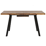 Dining Table Light Wood Colour Black Metal Legs Mdf Extending 140/180 X 90 Cm Traditional Extension Beliani