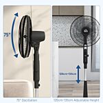 Homcom Dc Pedestal Fan, 17.5'' Standing Fan W/ 28 Speeds, 3 Modes, 75° Oscillation, 12-hour Timer, Adjustable Height, Mosquito Repellent Function, Black