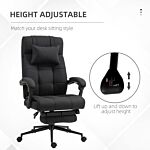 Vinsetto Office Desk Chair With Footrest, Headrest Pillow, Home Office Chair With Reclining Backrest, Swivel Wheels, Black