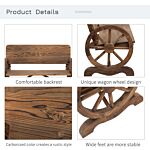 Outsunny Wooden Cart Wagon Wheel 2 Seater Garden Bench Outdoor Chair Rustic High Back Loveseat Burnt Stained