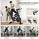 Homcom Exercise Bike, Indoor Cycling Bike For Home Use, Stationary Bike With Lcd Display And Heart Rate Sensor, Static Fitness Bike For Home, Gym, Office, Cardio Workout, Orange