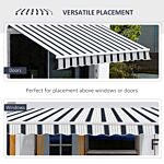 Outsunny 4m X 3(m) Garden Patio Manual Awning Canopy Aluminium Sun Shade Shelter Retractable Blue And White