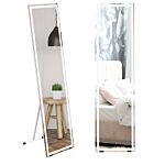 Homcom Standing Dressing Mirror With Led Lights, Wall Dressing Mirror For Bedroom With Dimmable And 3 Colour Lighting, White