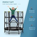 Homcom 5.2ft Kids Trampoline With Safety Enclosure, Indoor Outdoor Toddler Trampoline For Ages 3-10 Years, Black