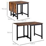 Homcom Foldable Dining Table Drop Leaf Folding Side Console Writing Desk For Kitchen, Dining Room, Rustic Brown