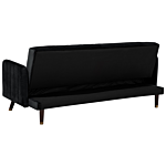 Sofa Bed Dark Black Velvet Fabric Modern Living Room 3 Seater Wooden Legs Track Arm Beliani