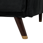 Sofa Bed Dark Black Velvet Fabric Modern Living Room 3 Seater Wooden Legs Track Arm Beliani