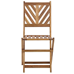 3 Piece Bistro Set Light Solid Acacia 2 Chairs And Tea Table Folding Slatted Design Beliani