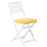 3 Piece Bistro Set White Solid Acacia Wood Yellow Cushions Folding Slatted Design Scandinavian Modern Beliani