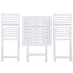 3 Piece Bistro Set White Solid Acacia Wood Yellow Cushions Folding Slatted Design Scandinavian Modern Beliani