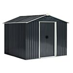 Outsunny 8 X 6ft Garden Storage Shed Double Door Ventilation Windows Sloped Roof Outdoor Equipment Tool, Grey
