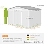 Outsunny 8 X 6ft Garden Storage Shed Double Door Ventilation Windows Sloped Roof Outdoor Equipment Tool, Grey