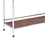 Towel Stand Silver Steel Glossy Dark Pine Wood Shelf 3 Rails Standing Towel Rack Modern Bathroom Accessories Beliani