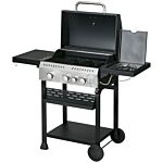 Outsunny Galvanised Steel 3+1 Gas Burner Bbq Grill Trolley, Black