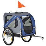 Pawhut Dog Bike Trailer Pet Bicycle Trailer Foldable Dog Cat Bike Carrier With Suspension- Blue