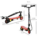 Homcom Foldable Electric Scooter, With Led Headlight, For Ages 7-14 Years - Red